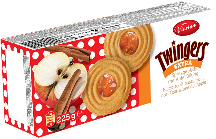 Biscotti da tè Twingers - Mela&Cannella - 225gr