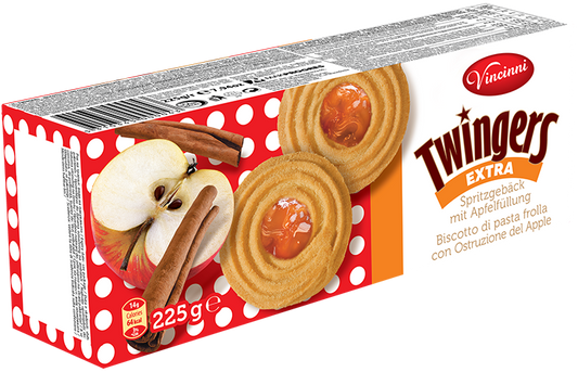 Biscotti da tè Twingers - Mela&Cannella - 225gr