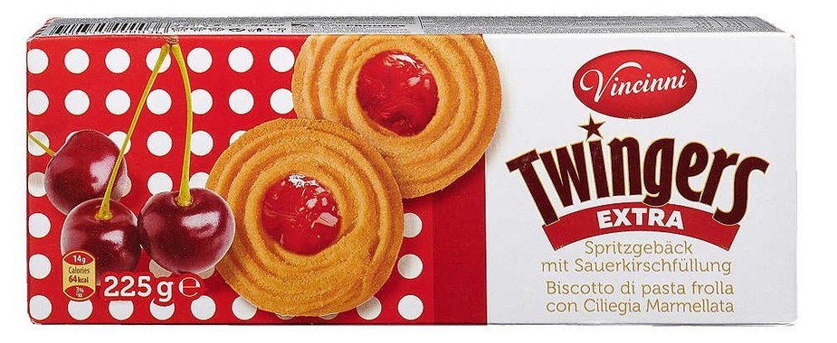 Biscotti da tè Twingers - Amarena - 225gr